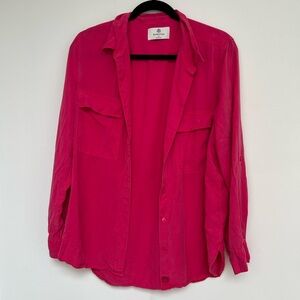 Aritzia Babaton (M) Hot Barbie Pink Utility Button Up Throw On Shirt Blouse
